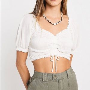 Urban Outfitters Cinched Puff Sleeve Cropped Top